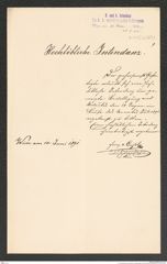 k.k. naturhistorisches Hofmuseum, Intendanzakten 1885-1896 (Hauer), Aktenzahl Z.415.e/1891, Seite 1